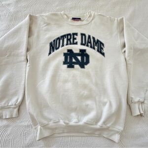 Notre Dame White Crewneck Sweatshirt-Small- Vintage